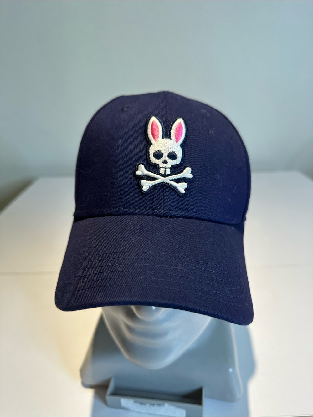 Psycho Bunny Navy Strapback Cap with White Logo Trim